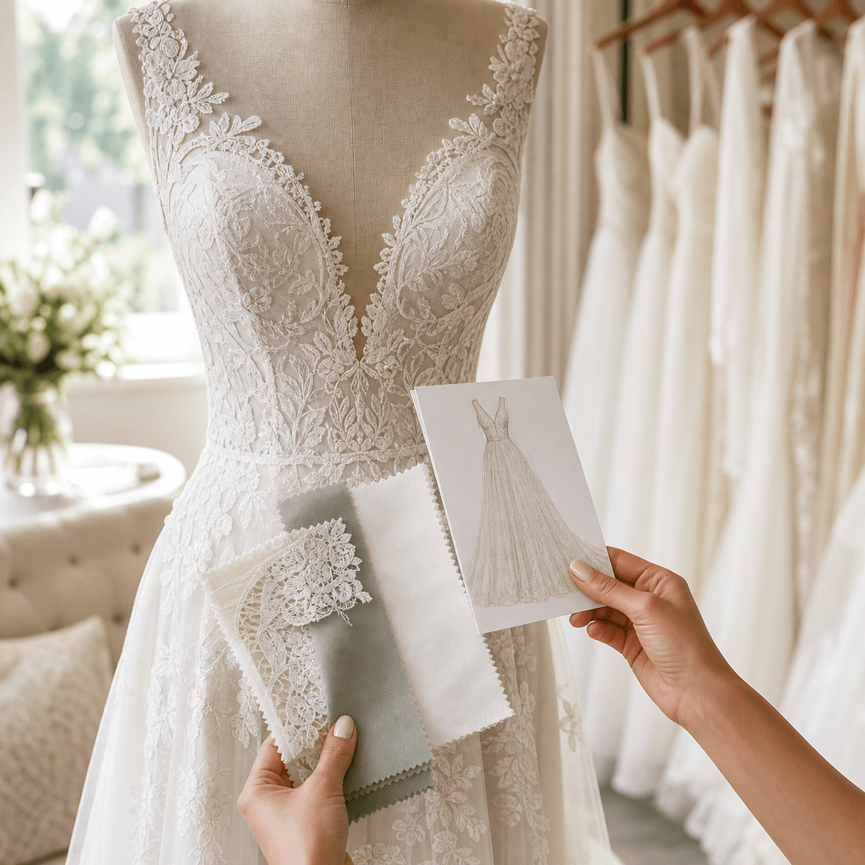 Bridal fabric and lace detail